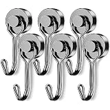 Junarter 6 Pack Magnetic Hooks 25LBS Swivel Swing Magnet Hooks for Hanging, Strong Magnetic Hooks Cruise, Magnet with Hooks Black Magnetic Hooks for Cruise Cabins, Refrigerator, Kitchen, Door, Locker