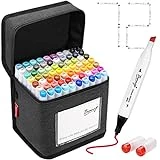 Bianyo Classic Alcohol Markers Set, Pack of 72, Dual Tip Bullet & Chisel Art Marker, Black Case with a Designable Card for Coloring, Drawing, Sketching, Outlining