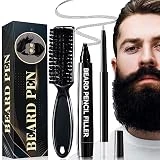 Erigathe Beard Pencil Filler for Men Black, Long Lasting Beard Pen, Waterproof Beard Filler Pen Kit, Sweatproof Beard Darkener for Men, Beard Pencil for men with Beard Brush and Contour Pen.