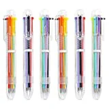Hutou 24 Pack 0.5mm 6-in-1 Multicolor Ballpoint Pen 6 Colors Retractable Ballpoint Pens Kids Party Favors Pen(24 Pack)