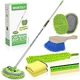 Wontolf 62'' Car Wash Brush with Long Handle Chenille Microfiber Car Wash Mop Mitt Wheel Brush Car Cleaning Kit Windshield Window Squeegee Car Duster Microfiber Towels for Cars RV Truck Boat 9PCS