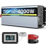 EGSCATEE 4000W Pure Sine Wave Inverter 12V DC to 120V AC Converter for Truck, Home, RV, Peak 8000W Off-Grid Solar Power Inverter with 4 AC Outlets, Dual 3.4A USB Ports, Remote Controller with Screen