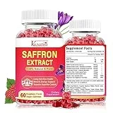 Vazatisi Sugar Free Saffron Gummies, 100 mg Pure Saffron Extract - Saffron Supplements for Mood Balance Support, Appetite Control, Eye Health - Non-GMO, Vegan, Raspberry Flavor - 120 Cts