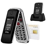 USHINING 4G Senior Flip Phone Unlocked with Speed Talk SIM Card Big Button Clear Sound Seniors Cell Phone for Elderly with Charging Dock (Black)