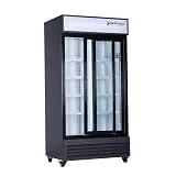 NAFCOOL Sub Zero Commercial Beverage Refrigerator Display Fridge,30 Cu Ft Two Glass Door Upright Merchandiser Cooler with LED Light Adjustable Shelves,ETL and NSF Approval,35.6' Wide(Sliding Door)