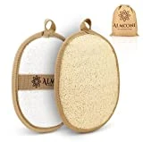 Almooni Premium Exfoliating Loofah Pad Body Scrubber, Made with Natural Egyptian Shower loofa Sponge That Gets You Clean, Not Just Spreading Soap - 2 Count(1 Pack)
