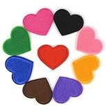 Assorted Colors Heart Shaped Patches for Clothing Jeans Jackets Hats Bags Backpack Repair DIY Decoration Mini Cute Heart Applique Heart Patch Embroidered Heart Shape Sew on Iron on Patch(36pieces）