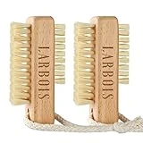 Nail Brush for Cleaning Fingernails, Larbois 2Pack Wooden Nail Brushes Fingernail Brush for Cleaning Nail Scrub Brush Two-sided with Hanging Rope (Beechwood)