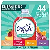 Crystal Light Energy Citrus, Grape, Peach Mango, & Wildy Strawberry Powdered Drink Mix Singles Variety Pack (44 ct. On-the-Go Individual Packets)
