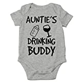 CBTwear Auntie's Drinking Buddy - My Aunt is The Best - Cute Infant One-Piece Baby Bodysuit (6 Months, Heather Grey)