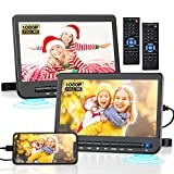 10.5' Dual Portable DVD Player for Car with 1080P HDMI Input, DESOBRY Rechargable Car DVD Player Dual Screen Play A Same or Two Different Movies, 5-Hour Battery, Support USB,AV in/Out, Last Memory