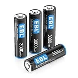 EBL 4 Pack 3000mAh 1.5V Lithium AA Batteries - High Performance Constant Volt Double A Battery for High-Tech Devices (Non-Rechargeable Batteries)