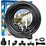 Misting Systems, Misters for Outside Patio, 100FT Misting Cooling System+30 Brass Mister System+2 PE Antioxidant Adapters 3/4'+2 Tee Adapters+2 90 Degree Elbows for Pasture, Garden, Greenhouse, Gazebo