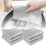 CKONXE 6 Pack Non-Scratch Wire Dishcloth, Multipurpose Wire Dishwashing Rags for Wet and Dry, Easy Rinsing, Reusable, Wire Cleaning Cloth Wire Dish Towels for Kitchen, Sinks, Pots, Pans