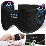 Sleep Headphones Sleep Mask with Bluetooth Headphones, LC-dolida Eye Mask for Sleeping Eye Pillow Sleeping Headphones for Side Sleepers Thin Speaker Cool Gadgets Gifts for Men&Women(ICY-Feeling Black)