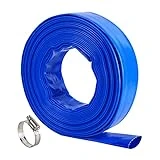 1-1/2' (Flat 2.6’’ width) x 50 FT Pool Backwash Hose, Blue Heavy Duty Reinforced PVC Lay Flat Water Discharge Hose for Swimming Pool Filter Pump,with 1 Clamp…