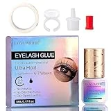 Sensitive Eyelash Glue Individual Lash Glue No Irritate No Fume 5ML 3-5 Sec Dry 6-7 Weeks Long Retention Eyelash Extension Glue Cluster Lashes Adhesive Strong Hold Semi-Permanent Bonder Seal