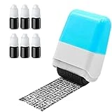 Wide Identity Theft Protection Roller Stamp Set, Including 6-Pack Refills - Confidential Roller Stamp, Anti Theft, Privacy & Security Stamp, Designed for ID Blackout Security (Blue)