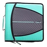 Case-it The Mighty Zip Tab Zipper Binder - 3 Inch O-Rings - 5 Color Tab Expanding File Folder - Multiple Pockets - 600 Page Capacity - Includes Shoulder Strap - D-146-SMT