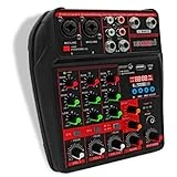 5 Core 4 Channel Compact Studio Mixer with Built-In Effects & USB Interface Bluetooth- Digital Mixer for Home Studio Recording, Podcast DJs and more MX 4CH