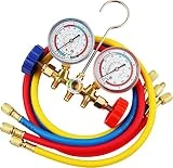 Oralys R134A Manifold Gauge,AC Diagnostic Manifold Gauge Set for R134a R12 R22 R404a Refrigerant,3-Way Car HVAC Gauge Set with 3Ft Charging Hoses