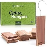 ecoKiwi Cedar Blocks for Clothes Storage - 10 Pack Cedar Planks - Natural Cedar Chips Wood for Closet - Cedarwood Hangers with Sandpaper - Hanging Closet & Drawer Freshener Scent Protection & Control