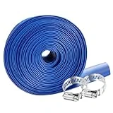 YASHINE PVC HOSE 2'*100ft,Pool Backwash Hose,Heavy Duty Reinforced Blue PVC Lay Flat Water,For Swimming Drain Pools and Clean Filters,with 2 Clamp