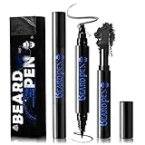 NewBang Beard Pencil Filler For Men,4 Tip Beard Filler Pen Kit Beard Pen,Waterproof and Longlasting Beard Pen,Creates Natural Looking Beard, Moustache & Eyebrows(Black,2PCS)