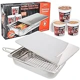 Camerons Original Stovetop Smoker - Smoker Box Gift Set w/Oak, Apple, Hickory Wood Chip Pints & Recipe Guide - Indoor Outdoor Use - Great for Smoking Christmas Dinner - Barbecue Grilling Gift for Men