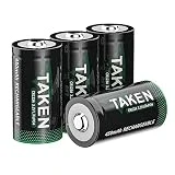 Taken CR123A 3v Lithium Battery [CAN BE RECHARGED] 4 Pack 3V 123 Battery Lithium Cycle 2000+ Times 10 Years Shelf Life for Smoke Detector, Glassbreak Sensor
