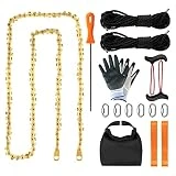 ATMTV 55 Inch Rope Saw Tree Saw High Limb, Pocket Chainsaw With 70 Sharp Teeth & 66 Feet Ropes Kit, Rope Chain Saw Effortlessly Cut High & Low Branches