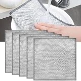 5 Pack Wire Dishwashing Rags - Multipurpose Wire Dishwashing Rags for Wet and Dry, Non-Scratch Wire Dishcloth, Multifunctional Kitchen Cleaning Cloths for Dishes, Sinks, Counters, Stove Tops