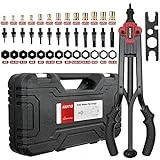 AIUITIO 16'' Rivet Nut Tool, Auto Release Nut Rivnut Tool Kit with 13 Metric and SAE Mandrels, Nutsert Rivet Tool Set with 130Pcs Rivnuts,Sturdy Plastic Case - 90% Time and Effort Saving