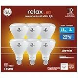 GE Relax 6-Pack 65 W Equivalent Dimmable Soft White Br30 LED Light Fixture Light Bulb 22 Year Life