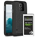 SHENMZ Galaxy S5 Battery,Upgraded 7800mAh Extended Battery [Up to 3X Extra Battery] with Black Protection Cover & Case for Samsung Galaxy S5 All Versions