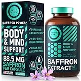 Saffron Extract Supplement - Mood Support Saffron Supplements - 0.3% Safranal 88.5mg Organic Saffron Extract - Antioxidant, Eye Health and Energy Support, Mood Booster - 60 Day Vegan Saffron Capsules