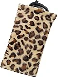 Women Soft Sunglasses Case In Leopard Animal Print | Large Eyeglass case Squeeze Top Pouch | Soft Glasses Case Holder | Passport Holder | Earbud & Phone Charger Storage Case (CT8 Leopard)
