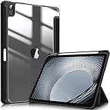 Fintie Hybrid Slim Case for iPad Air 5th Generation (2022) / 4th (2020) 10.9 Inch - [Built-in Pencil Holder] Shockproof Cover with Clear Transparent Back Shell, Black