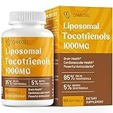 Liposomal Tocotrienols 1000mg - High Bioavailability Vitamin E Tocotrienols Supplements,95% Delta & 5% Gamma Tocotrienol Capsules Support Cardiovascular,Skin,Bone,Antioxidant,60 Softgels