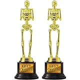 JOYIN 2 Halloween Best Costume Skeleton Trophy for Skull Party Favor Prizes, Gold Bones Game Awards, Costume Contest Event Trophy, School Classroom Rewards, Treats for Kids, Goodie Bag Fillers