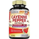 Cayenne Pepper Extract Capsules 6500mg, 4 Months Supply with Ginger, Turmeric Curcumin, Tulsi, Black Pepper - Supports Cardiovascular Health, Promotes Digestive System Function - 120 Vegan Capsules