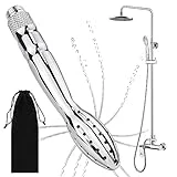 Shower Cleaner Enema Douche System, Handheld Water Shower Nozzle Anal Rinse Vaginal Cleaning Kit for Men and Women, Silver (Aluminum)