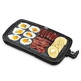 DASH Deluxe Everyday Electric Griddle with Dishwasher Safe Removable Nonstick Cooking Plate for Pancakes, Burgers, Eggs and more, Includes Drip Tray + Recipe Book, 20” x 10.5”, 1500-Watt - Black