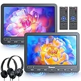 NAVISKAUTO 10.5' Dual Screen Portable DVD Player for Car with Built-in Rechargeable Battery, Support USB/SD Card, Last Memory, Play a Same or Two Different Movies (2 X DVD Player)