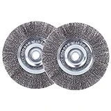 EMILYPRO 6' Bench Wire Wheel Brush | Coarse Crimped Steel Wire 0.012' with 5/8' Arbor for Bench Grinder - 2pcs