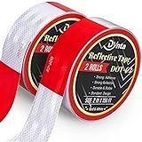 Reflective Tape Dot 2Inch x 300Feet Reflector DOT-C2 Safety Waterproof Adhesive Conspicuity Red and White Tape for Trailer, Trucks, Cars,Yachting,Outdoor 2 Rolls (2Inch x 150Feet)