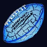 Wave Runner Glow in The Dark LED Light Junior Football, Waterproof Double Laced Football for Night Sports and Games Waterproof Ball for Pool, Beach and Backyard (2023 New Version W Pump)