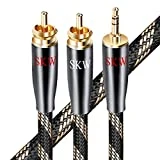 SKW Audiophile Ultra-high Purity Copper Audio Cable 3.5mm Male to 2 RCA Male Audio Auxiliary Stereo Y Splitter Adapter Cable 6.5ft/2M