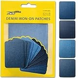 ZEFFFKA Premium Quality Denim Iron-on Jean Patches Inside & Outside Strongest Glue 100% Cotton Assorted Shades of Blue Repair Decorating Kit 12 Pieces Size 3' by 4-1/4' (7.5 cm x 10.5 cm)