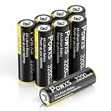 POWXS AA Lithium Batteries, 8 Pack 1.5V Lithium Iron Double A Batteries 3200mAh Super Capacity for Blink Camera, Video Doorbell, Flashlight, Toys, Remote Control 【Non-Rechargeable】